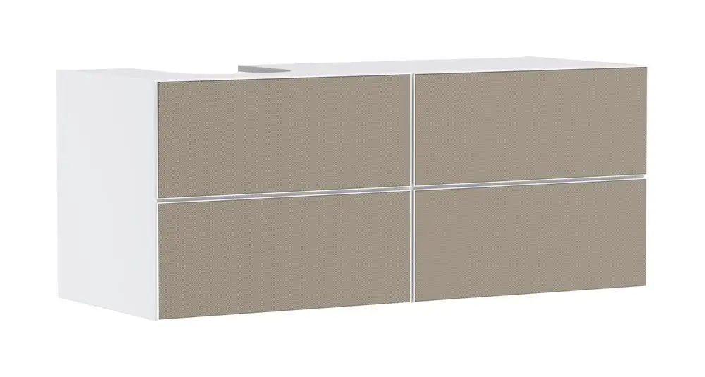 Waschtischunterschrank in Mattweiß mit vier Schubkästen, designed von Hansgrohe, ideal für einen Waschtisch, mit einem minimalistischen und funktionalen Design.